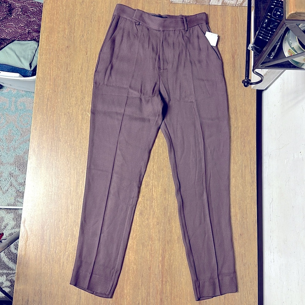 Equipment nwt 100% cotton trouser deep eggplant wine purple clasp button pants